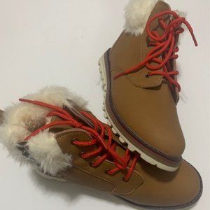 Polar Ankle Boots with Vegan Fur Trim - Women's Size 7